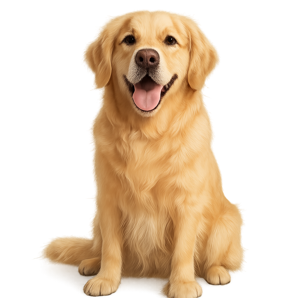 A friendly Golden Retriever welcoming visitors